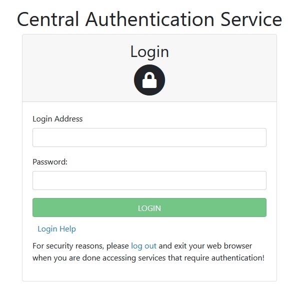 A picture of the Central Authentication Service Login screen.